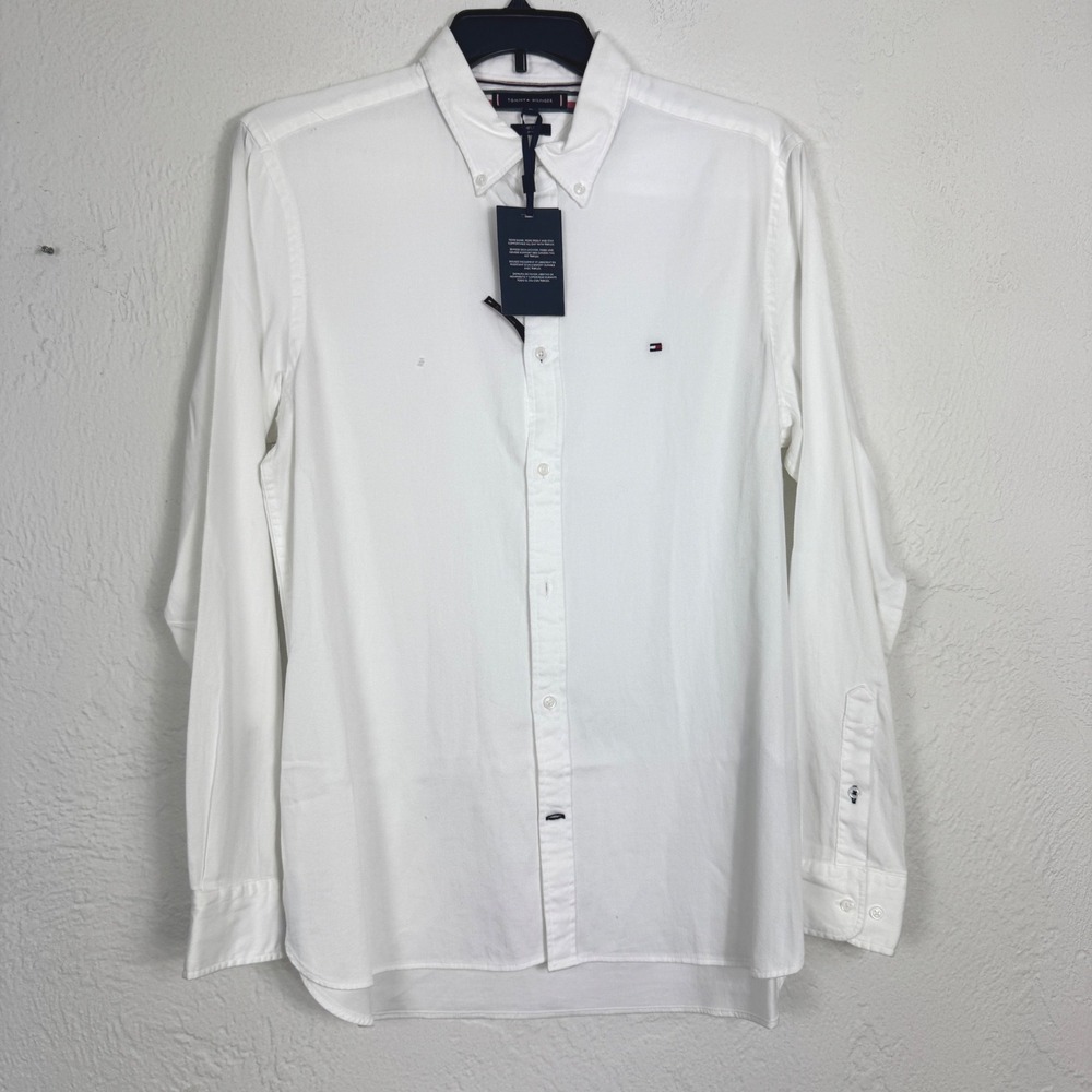 Tommy Hilfiger Mens TH Flex Slim Fit Button Down Shirt White XL NWT - Picture 2 of 8